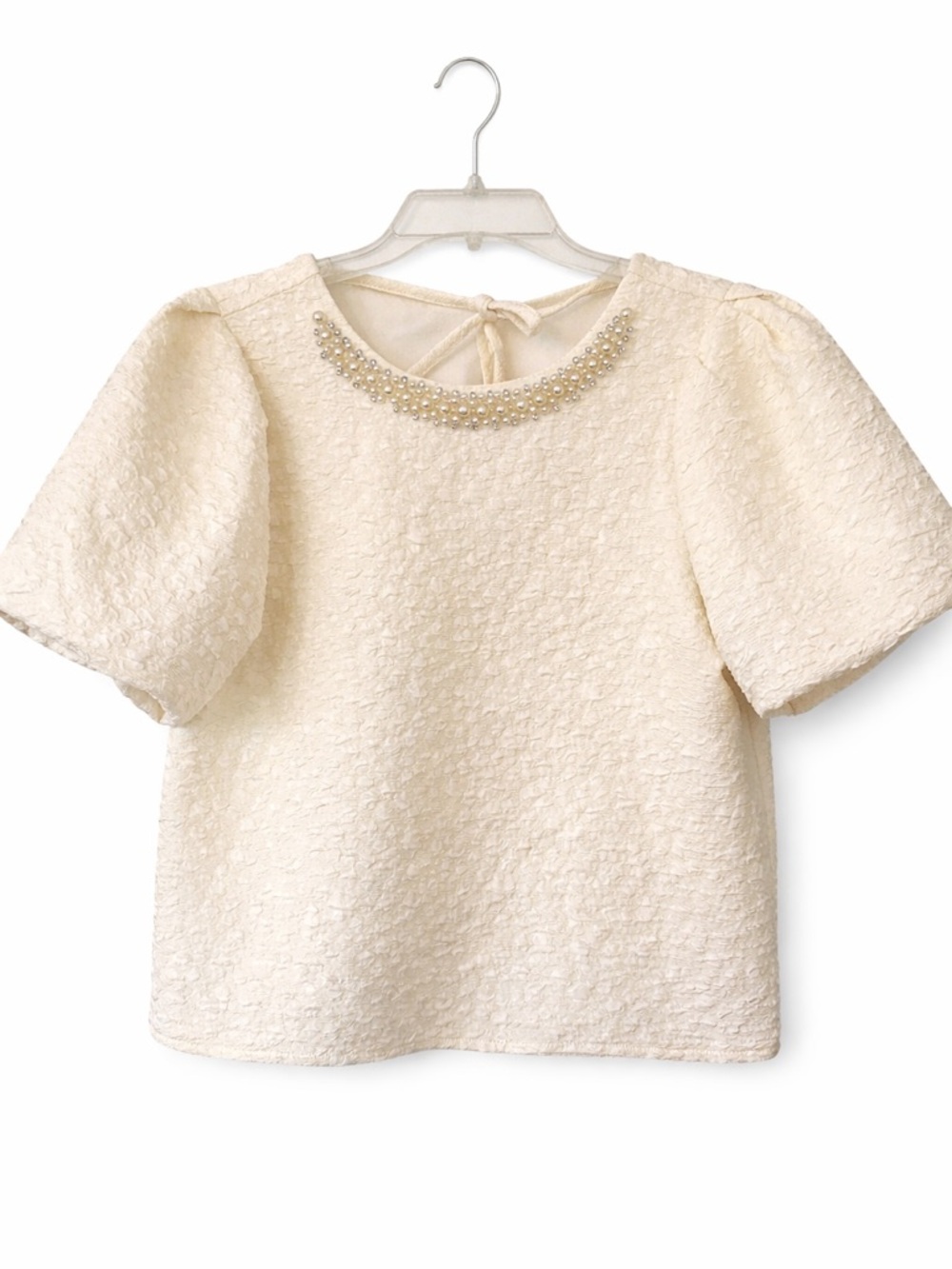 Anthropology Hazel blouse cream ivory textured pearls size S